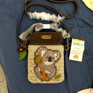 Chala Crossbody Cell Phone Purse. With koala on front.